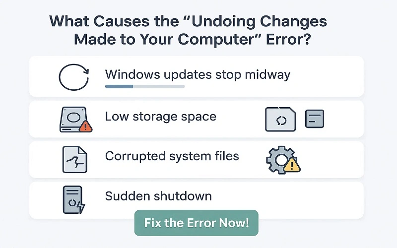 what causes the undoing changes made to your computer error