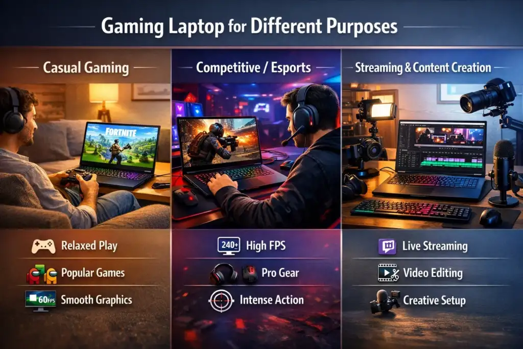 gaming laptop for different purposes
