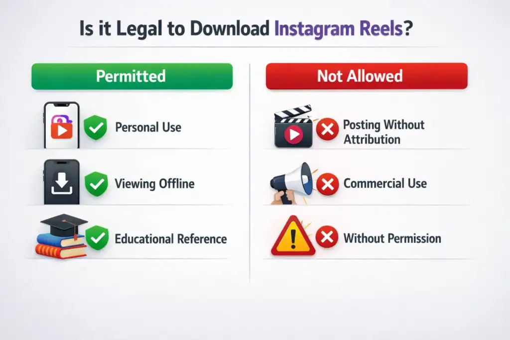 is it legal to downlaod instagram reels