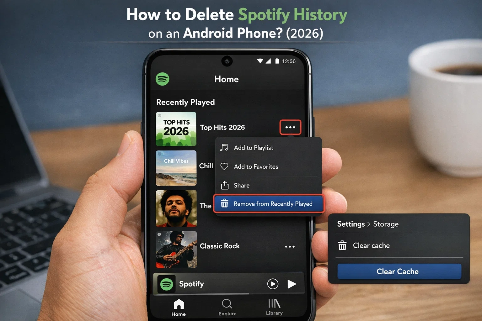 how to delete spotify history on an android phone