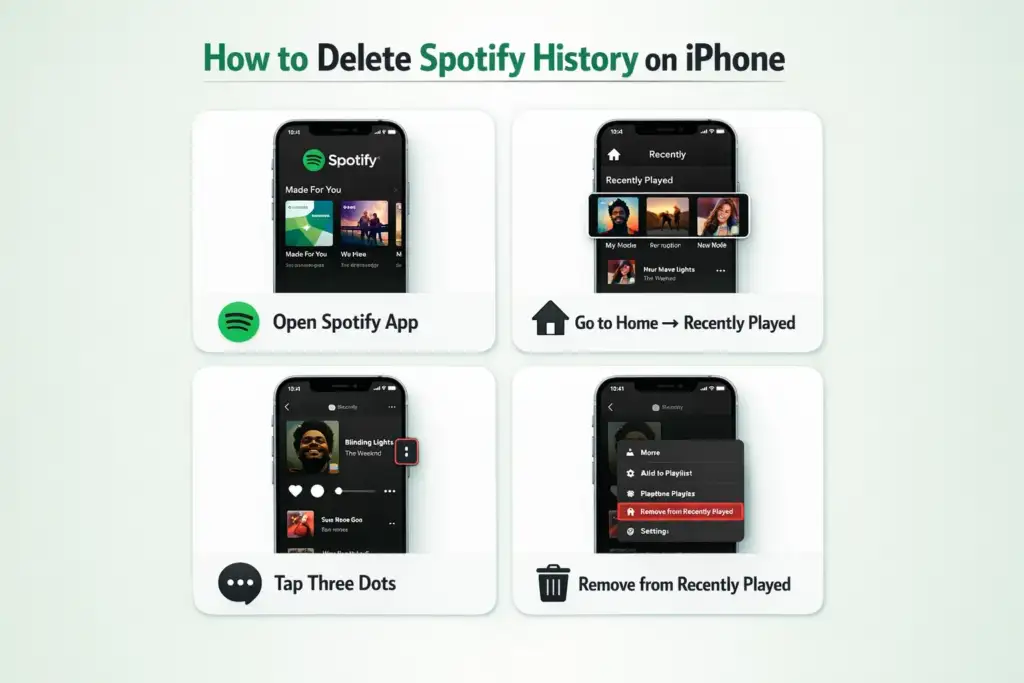 how to delete spotify history on iPhone