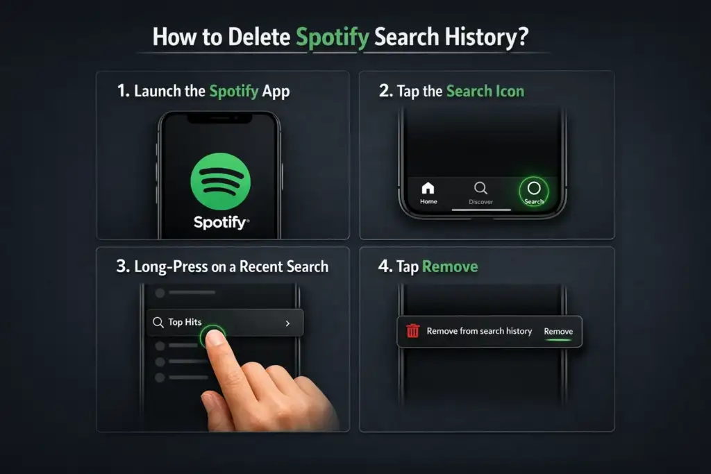 how to delete spotify search history