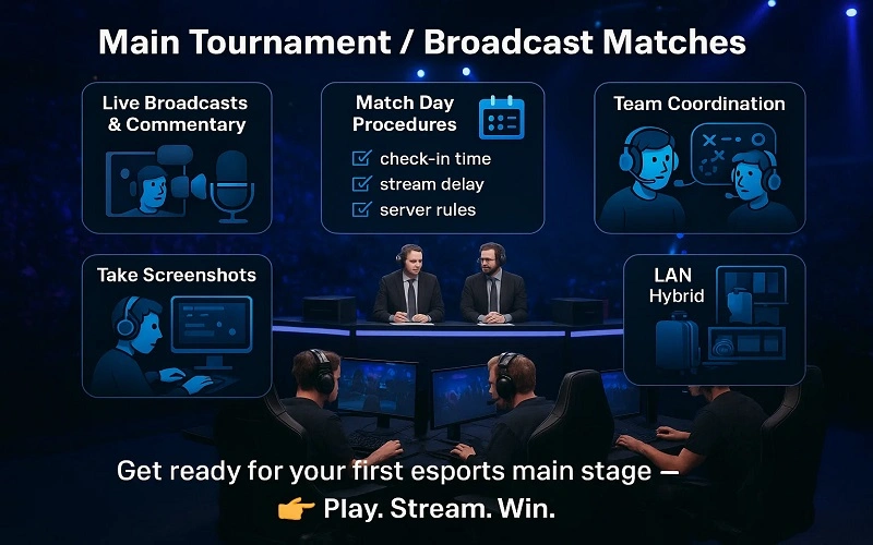 main tournament broadcast matches