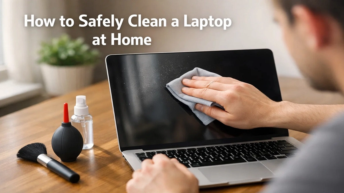 how to safely clean a laptop at home