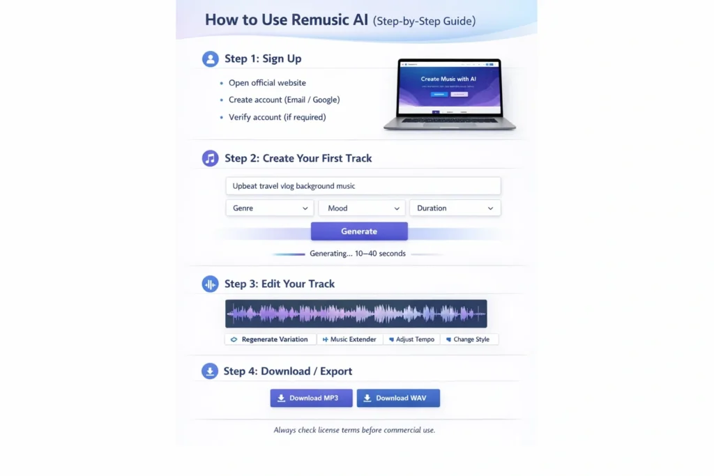 How to Use Remusic AI (Step-by-Step Guide) How to Use Remusic AI (Step-by-Step Guide)