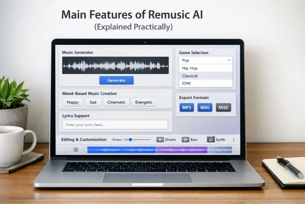 main features of remusic ai main features of remusic ai