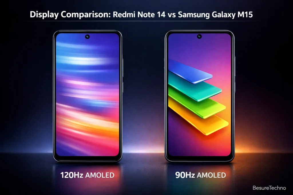 Display Comparison of Redmi Note 14 vs Samsung Galaxy M15