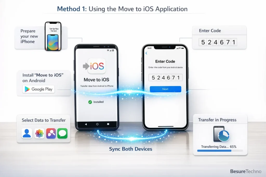 Method 1- Using the Move to iOS Application Method 1- Using the Move to iOS Application