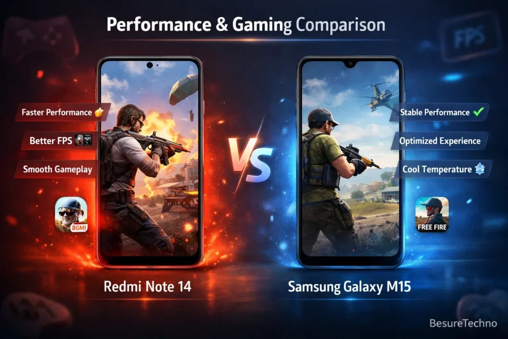Performance & Gaming Comparison of redmi note 14 and samsung galaxy m15