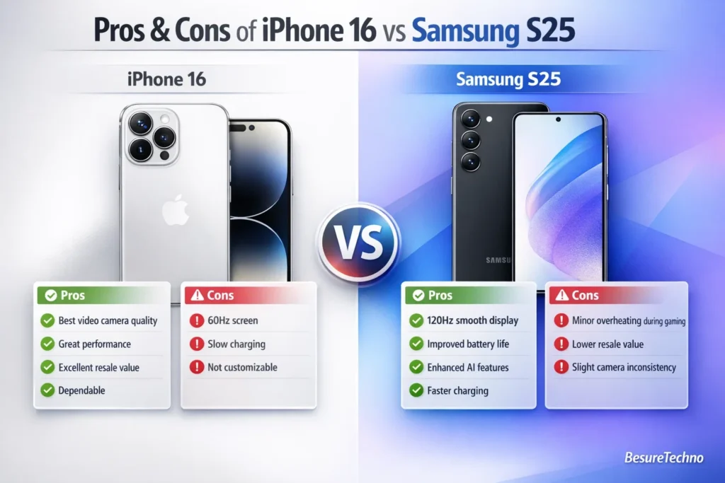 pros and cons of iphone 16 vs samsung s25 pros and cons of iphone 16 vs samsung s25
