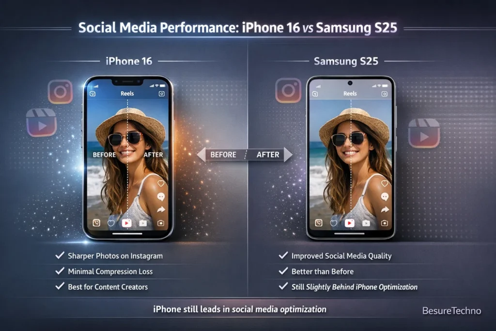 social media performance of iphone 16 vs samsung s25 social media performance of iphone 16 vs samsung s25