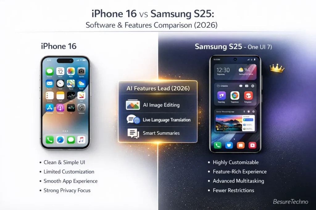 software and feature comparision of iphone 16 vs samsung s25 software and feature comparision of iphone 16 vs samsung s25