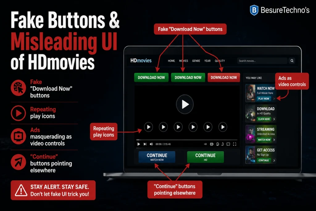 Fake Buttons & Misleading UI of HDmovies