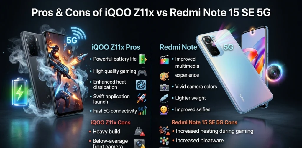 Pros & Cons of iQOO Z11x vs Redmi Note 15 SE 5G