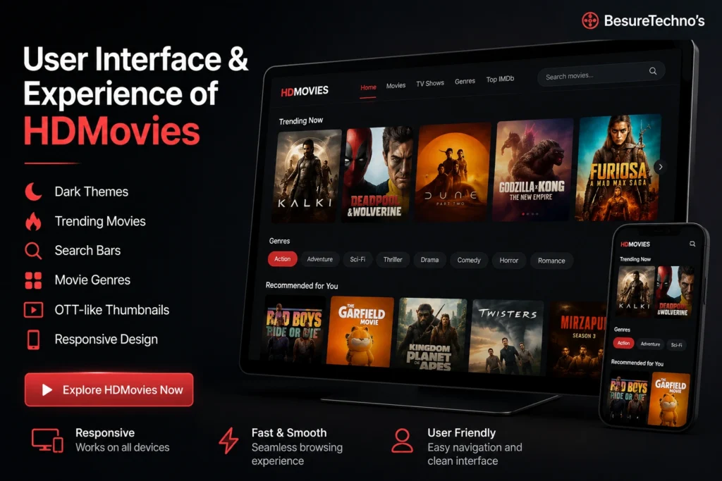 user interface and experience of HDmoviees